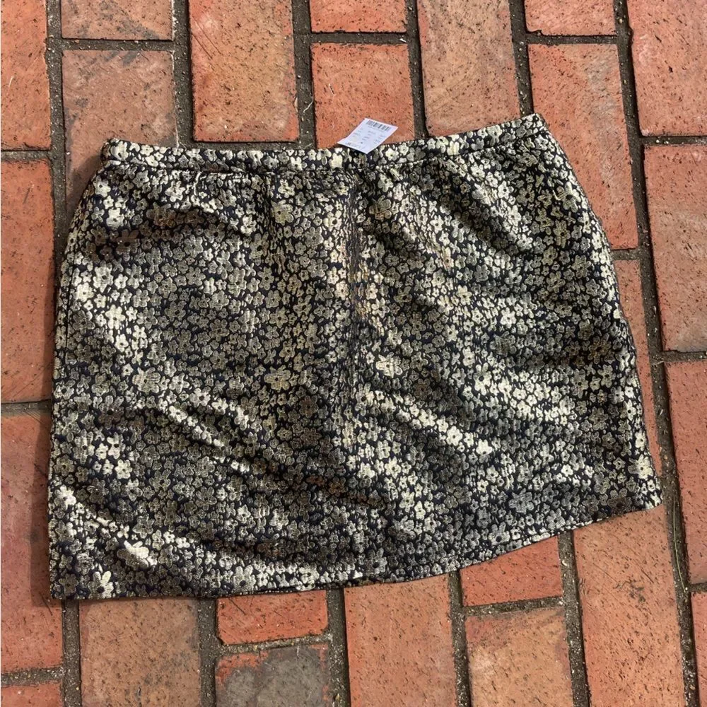 J Crew Collection Marigold Metallic Silk Skirt NWT